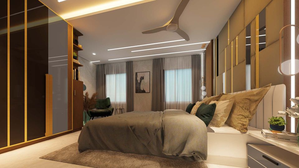 Contemporary Bedroom with Wardrobe